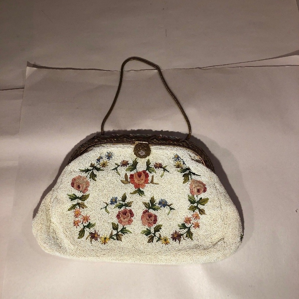Vintage French Beaded, Crewel & Cloisonne Purse